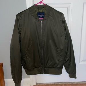 Authentic American Eagle Olive Green Bomber Jacket Size M